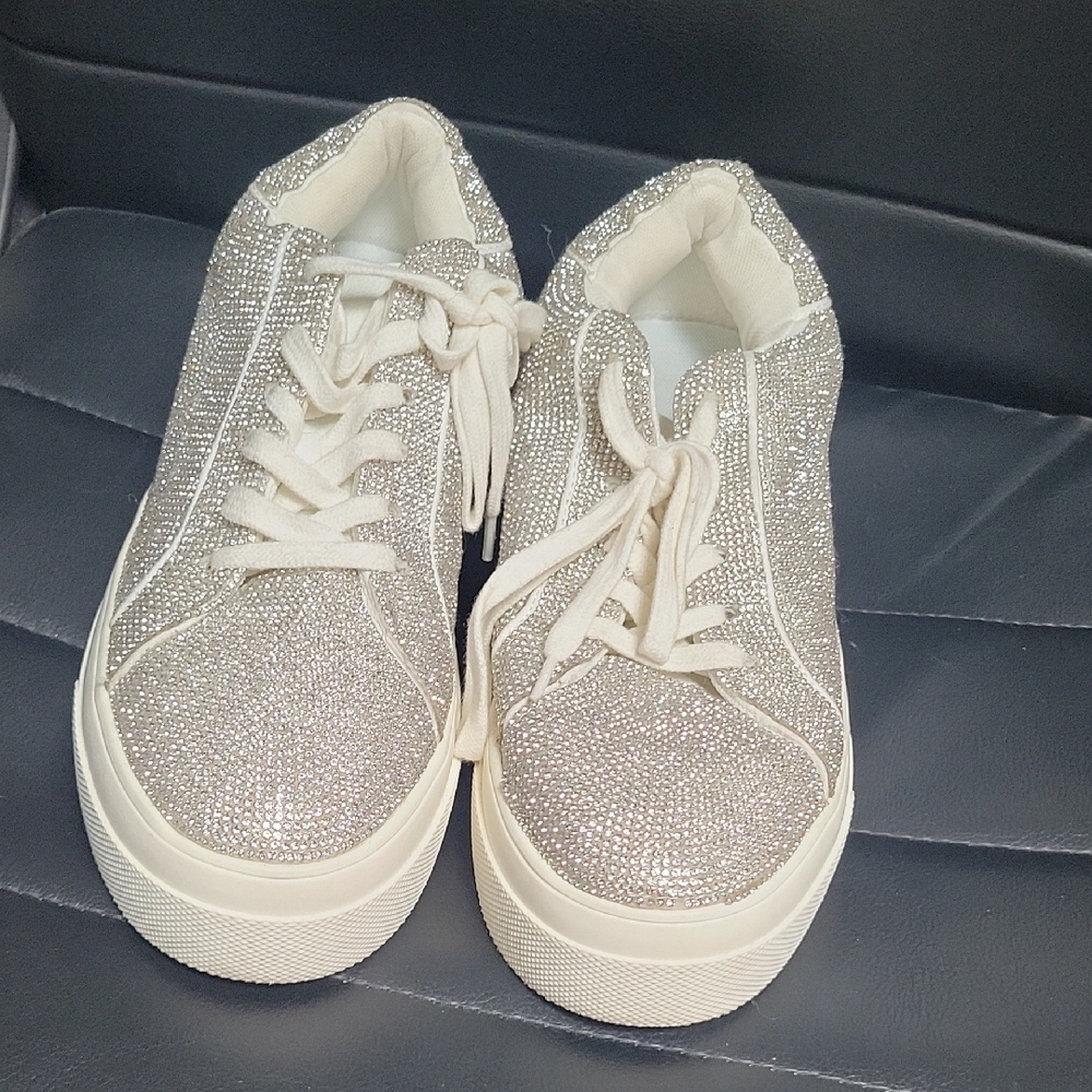 Jessica Simpson Champagne Crystal Platform Sneakers